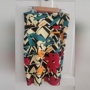LuLaRoe Bold Floral Pencil Skirt - Red, Orange, Teal